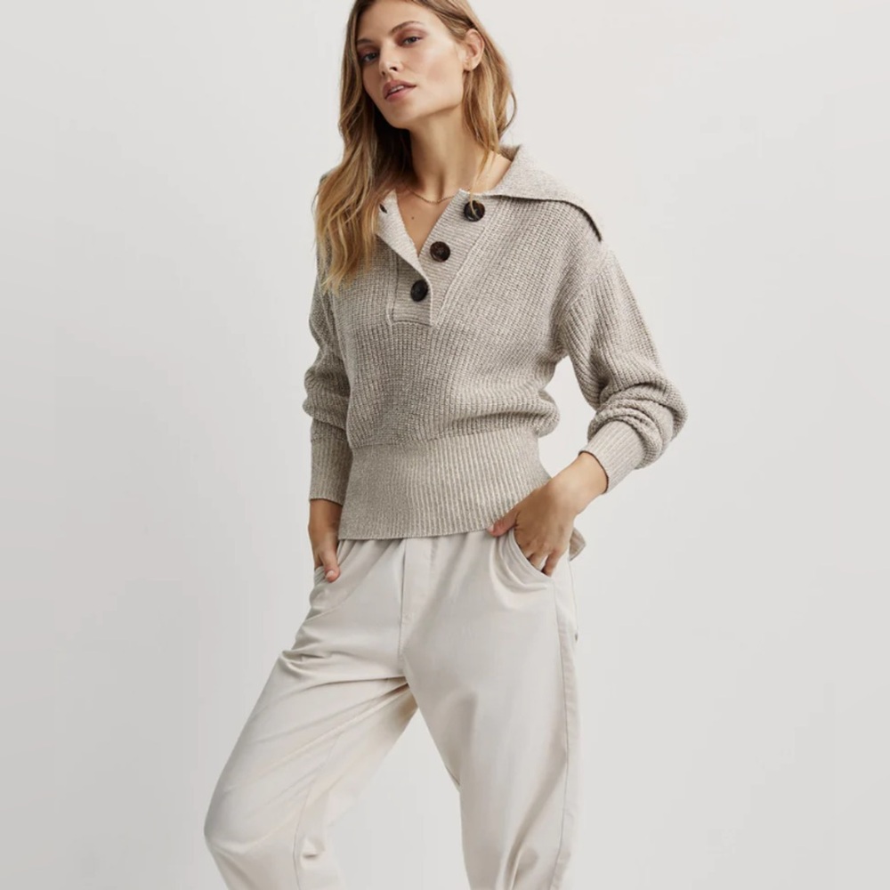 VARLEY
AUDREY KNIT POLO - OLIVE/SAND FLECK in S